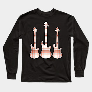 Red Black Plaid Matching Christmas Pattern Bass Player Long Sleeve T-Shirt